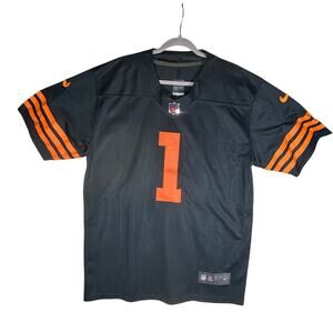 Nike Justin Fields #1 Chicago Bears NFL Jersey - Mens L- Navy Blue Home Replica